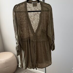 We The Free Olive Knit Top